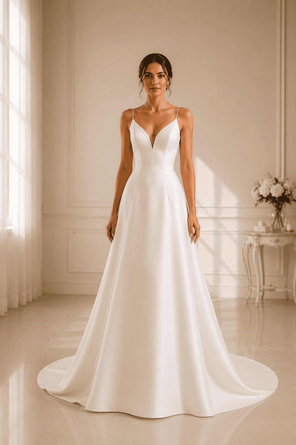 Modern A-line bridal gown in Hallandale Beach